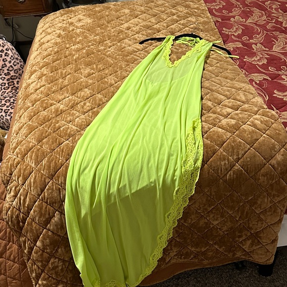 NWOT SKIMS Vibrant Lime Sheer Halter Dress - Picture 5 of 7